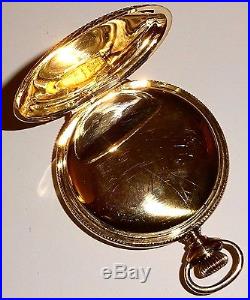 EXCEPTIONAL Antique WALTHAM POCKET WATCH with14K GOLD FILLED Hunter CASE c1890