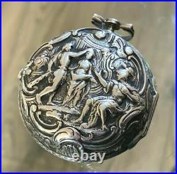 Early18th Century Repousse Silver Pair Case Pocket Watch. Chatery, Eng. C1740