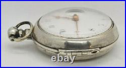 Early 1800s Grayam London Sterling Silver Pair Cased Verge Fusee Pocketwatch