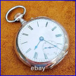 Early 1900s Antique Swiss Pocket Watch, Anonymous Maker, 800 Silver Case