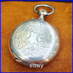 Early 1900s Antique Swiss Pocket Watch, Anonymous Maker, 800 Silver Case