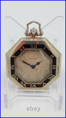 Early ELGIN Art Deco Pocket Watch in Octagon Case