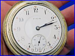 Early Elgin Pocket Watch B. W. Raymond Oversized Coin Silver Case NR