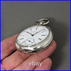 Early Waltham Riverside model 1872 16s Pocket Watch A. W. W. Co. Coin Silver Case