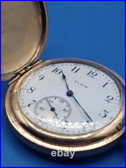 Elegin 7 Jewel Pocket Watch Hunter Case 20 Year Gold Filled