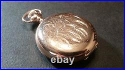 Elgin 0S 14K solid gold, pendant pocket watch with diamond, hunting case