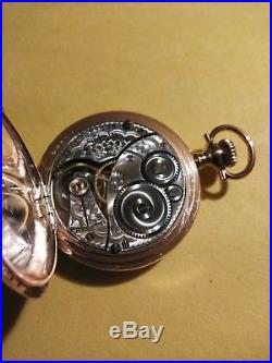 Elgin 0 size 7 jewels Fancy Dial (1911) 14K gold filled hunter case
