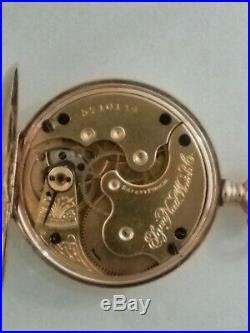 Elgin 0 size 7 jewels fancy cobalt blue dial (1895) 14K. Gold filled case