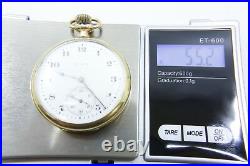Elgin 14K Solid Gold 17 Jewels Pocket Watch Casing Size 43.50mm Free Shipping