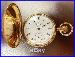 Elgin 14K Solid Yellow Gold, Mechanical Pocket Watch, Hunter Case, Running, 1897