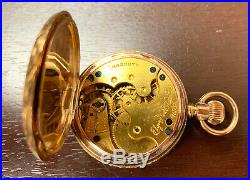 Elgin 14K Solid Yellow Gold, Mechanical Pocket Watch, Hunter Case, Running, 1897
