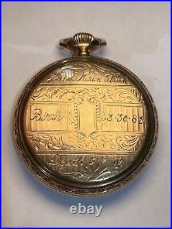 Elgin 16s Father Time 21J A5P Railroad Pocket Watch 14K Gold Filled Case Runs