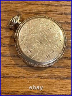Elgin 16s Father Time 21J A5P Railroad Pocket Watch 14K Gold Filled Case Runs