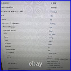 Elgin 16s, Model 3, 11 Jewels Pocket Watch Train Engraved Case NOT WORKING