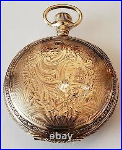 Elgin 18 size 13 jewels grade 82 very nice 14K gold filled hunter case (1885)