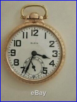 Elgin (1924) B. W. Raymond adj. 21 jewels railroad watch 14K. Gold filled case