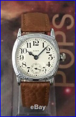 Elgin 1928 Fancy Star Cased Bold Style 3/0s Gentlemen's Nice Vintage Wrist Watch