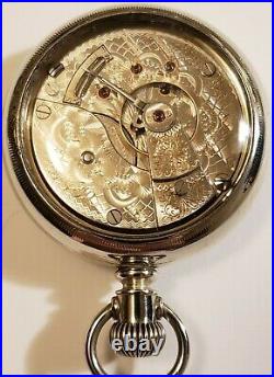 Elgin 21 jewel adj. Fancy dial scarce grade 150 glass back display case (1896)