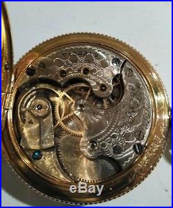 Elgin 6S. (1898) 15 jewel fancy dial 14K Double hunter case restored