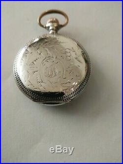 Elgin 7 jewels (1907) grade 324 mint fancy dial & hands Sterling Silver case
