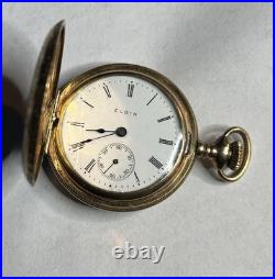 Elgin Antique Pocket Watch Gold Filed Full Hunter Case Working Condition