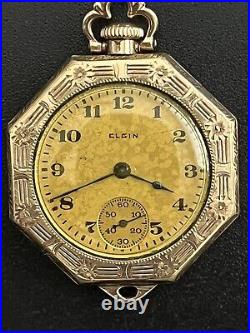 Elgin B&B Royal Case Model Pocket Watch Octagon Second 18k Gold Filled