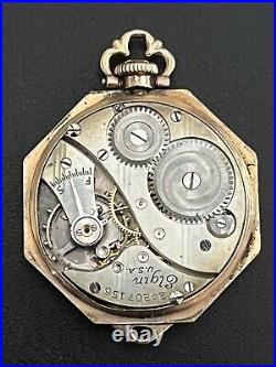 Elgin B&B Royal Case Model Pocket Watch Octagon Second 18k Gold Filled