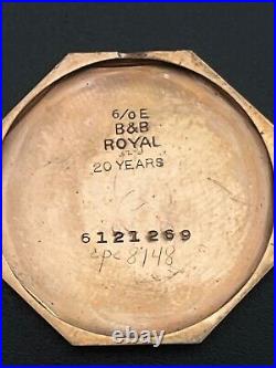 Elgin B&B Royal Case Model Pocket Watch Octagon Second 18k Gold Filled