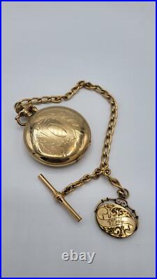Elgin Gold Case Pocket Watch With Chain Not Running