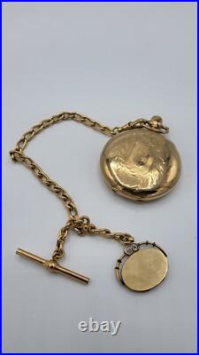 Elgin Gold Case Pocket Watch With Chain Not Running