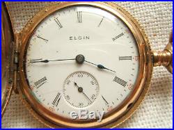 Elgin Hunter Case Pocket Watch Womens Exc Cond With Stag