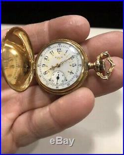 Elgin Hunter Case Real Solid 14K Yellow Gold Pocket Watch Serial# 13428256 33g