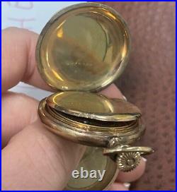 Elgin Ladies Gold Filled Pocket Watch Sheild House Engraved Hunter Case 1910