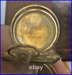 Elgin Ladies Gold Filled Pocket Watch Sheild House Engraved Hunter Case 1910