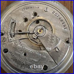 Elgin National Watch Company Pocket Watch, Silver Plated Case, Excellent Running