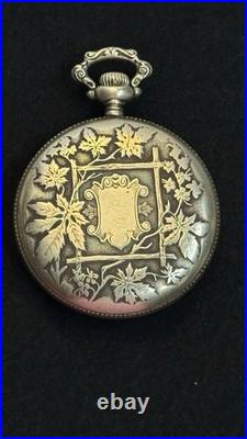 Elgin Pocket Watch 17 Jewels Antique 1911 Silver Case Illinois