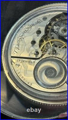 Elgin Pocket Watch 17 Jewels Antique 1911 Silver Case Illinois