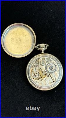 Elgin Pocket Watch 17 Jewels Antique 1911 Silver Case Illinois