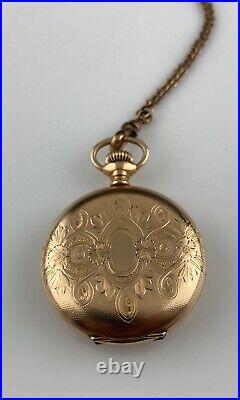 Elgin Pocket Watch 7 Jewels Gold Filled Case 14550381 Necklace Watch Fob Chain