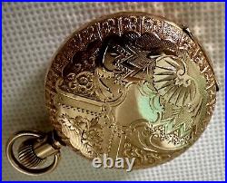 Elgin Pocket Watch Gold Hunting Case Serial 8616764 Circa 1900 Runs Good Read