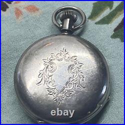 Elgin Watch Company Pocket Watch WithCoin Silver Case Model 1 Grade 67, 15 Jewel