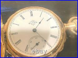 Elgin hunter case pocket watch heavy 14K solid gold 58.7 gr. Exl. Condition