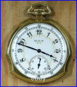 Elgin pocket watch fancy dial gold filled case serviced 1926 d441