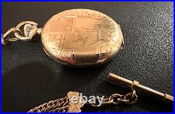 Elgin size 16, Gold Filled Hunter Case Pocket, watch with chain, 1922