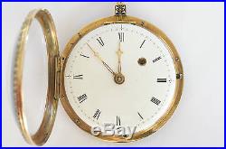 Enamel Pearl Set Solid Gold Pair Case Verge Fusee Antique Pocket Watch 1800