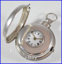 English Verge Fusee Half Hunter Silver Pair Cased Pocket Watch J. Dumbell c. 1846