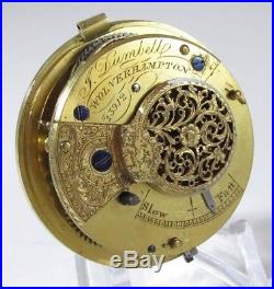 English Verge Fusee Half Hunter Silver Pair Cased Pocket Watch J. Dumbell c. 1846