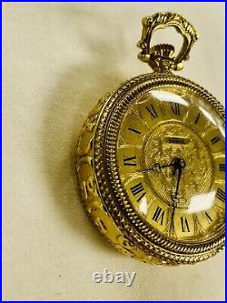 Ernest Borel Pocket Watch- Figural Back Case Of Victorian Man Talking To Lady