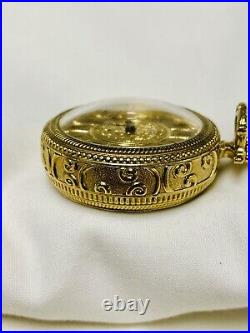 Ernest Borel Pocket Watch- Figural Back Case Of Victorian Man Talking To Lady