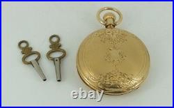 Estate Elgin Gail Borden Pocket Watch Solid 18k gold Engraved Hunters Case